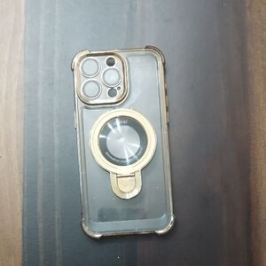 Clear Phone Case with Gold Ring Stand - Compatible Cell Phone Accessory